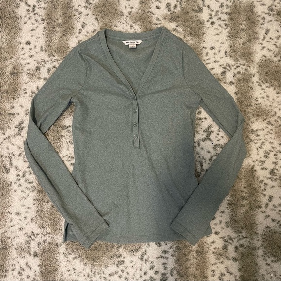 Athleta long sleeve ribbed Henley - Picture 2 of 6